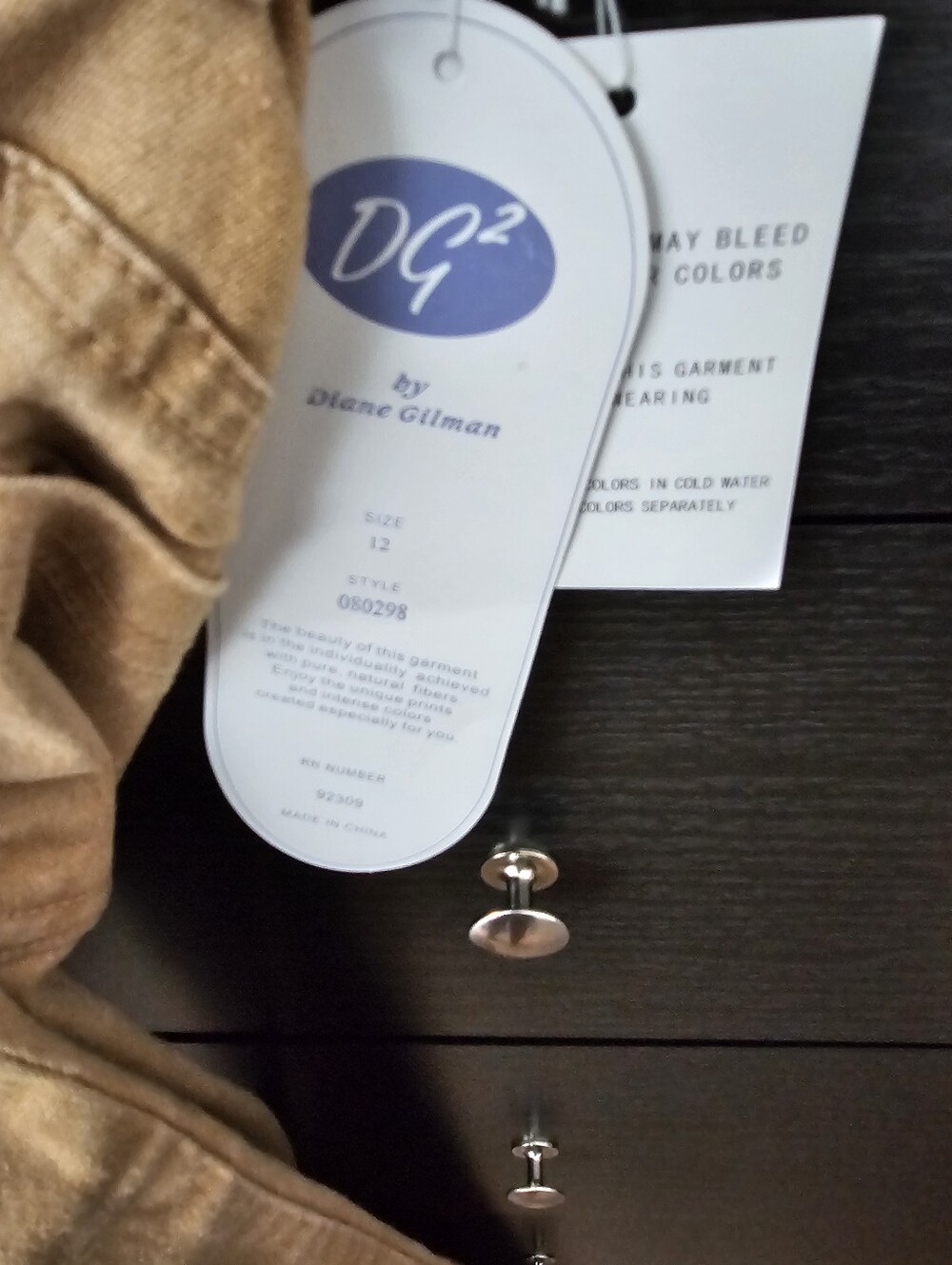 Diane Gilman Tan Chino Pants - Classic Straight Fit - Picture 5 of 6